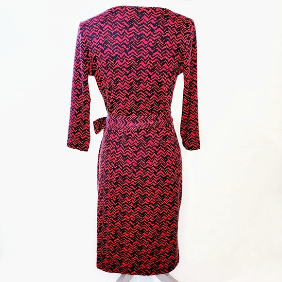 Wrap Dress, Red and Black, Marcelle Margaux size Small - Picture 3 of 7